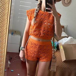 Zara Crochet top and shorts set